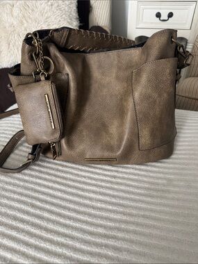 Steve Madden Brown Faux-Leather Hobo Bag